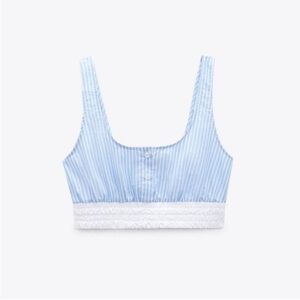 NWOT Zara Striped Poplin Crop Top